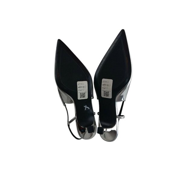 Asos Design Women's Wide Fit Stroll Slingback Kitten Heel Shoes in Silver size 5 - Picture 8 of 12